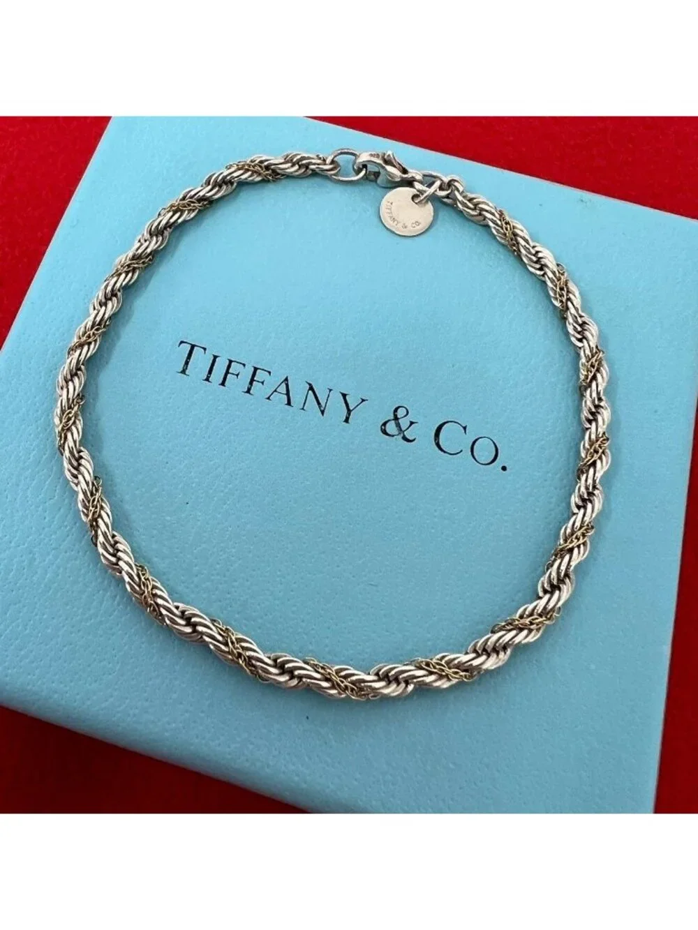 Tiffany & Co Twisted Rope Bracelet 925 Sterling Silver Gold